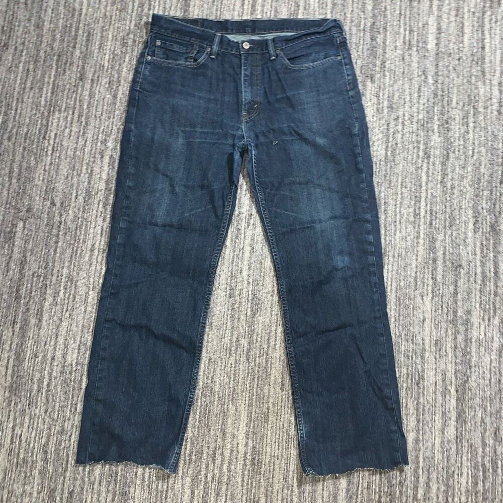 Levi's 514 Men's Size 36x32 Blue Denim Straight Leg Relaxed Jeans Cut Hems